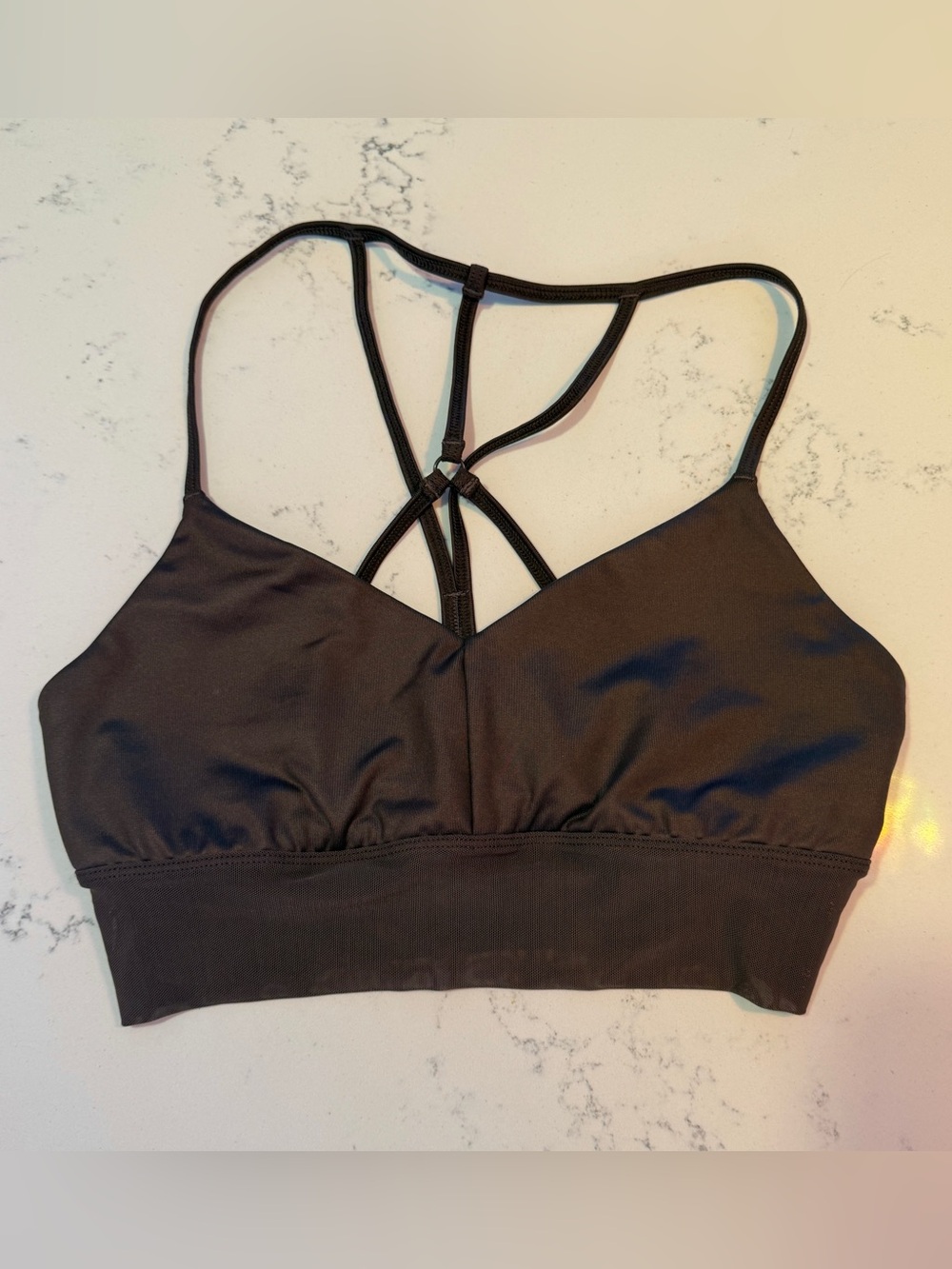 Alo Yoga Lavish longline sports bra S Raisin mesh